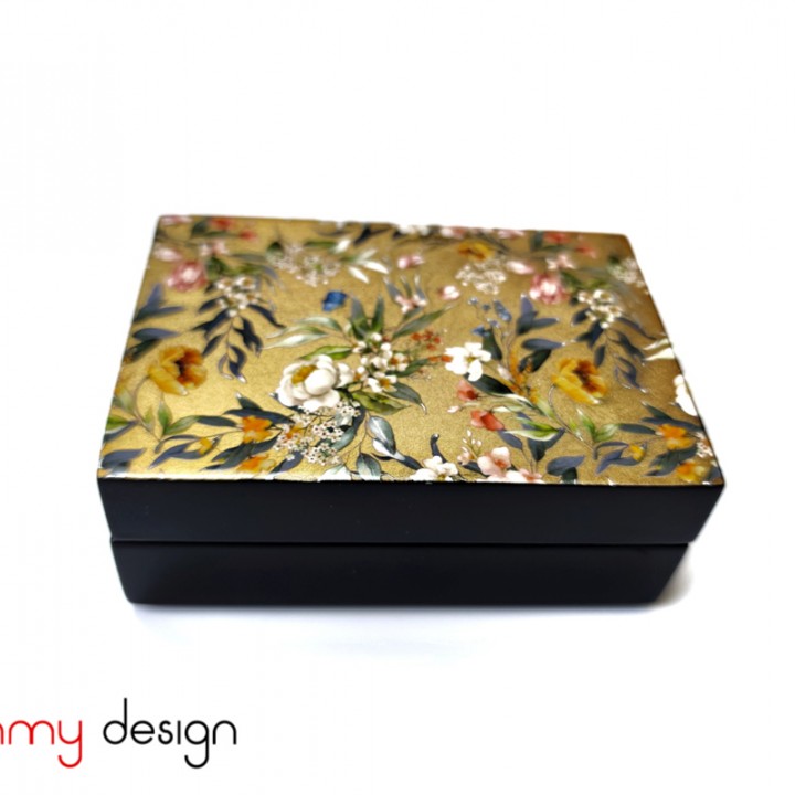 Black rectangle lacquer business card box with little flower pattern 10*7*H4 cm